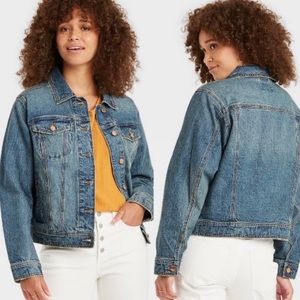 UNIVERSAL THREAD Trucker Jean Jacket ~ Blue Distressed Denim ~ Bronze Buttons~ L